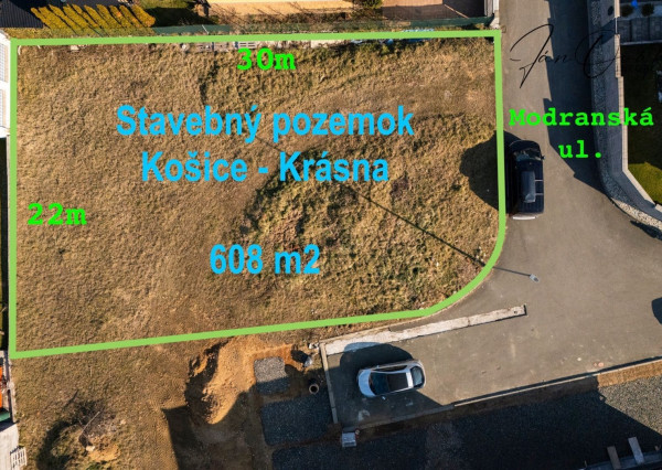 Stavebný pozemok 608 m2, Košice - Krásna, Na Hore 3, na konci slepej ulice